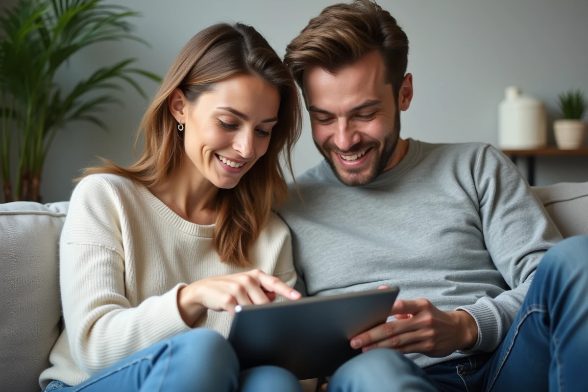 Deux adultes examinant ensemble un site pour consulter un compte Instagram en toute sécurité sur une tablette