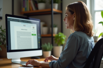 Femme au bureau en train d'exporter un PDF avec LibreOffice