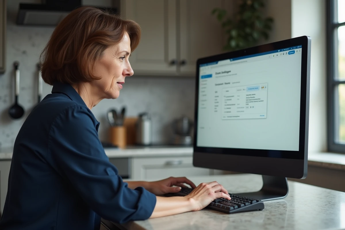 Femme configurant les paramètres de son compte mail Free sur un ordinateur de bureau pour résoudre les déconnexions Roundcube