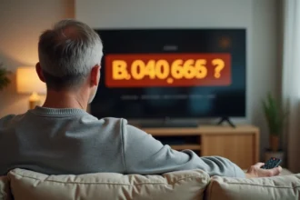 Homme frustré devant sa télévision Orange affichant une erreur L11-09 sur l'écran