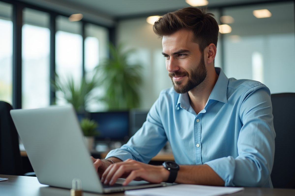 Jeune homme professionnel vérifiant un certificat SSL
